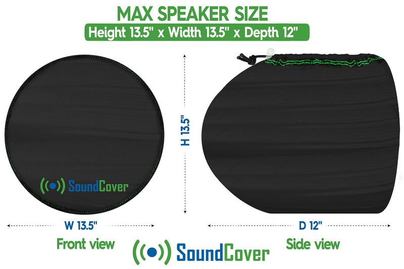 [Australia - AusPower] - Extra Large Black Marine Wakeboard Tower Pod Speaker Storage Covers for Large Round Boat Speakers - Cover Size Dimensions: Height 14" x Width 14" x Depth 12.8” - Check Dimensions Before Ordering 