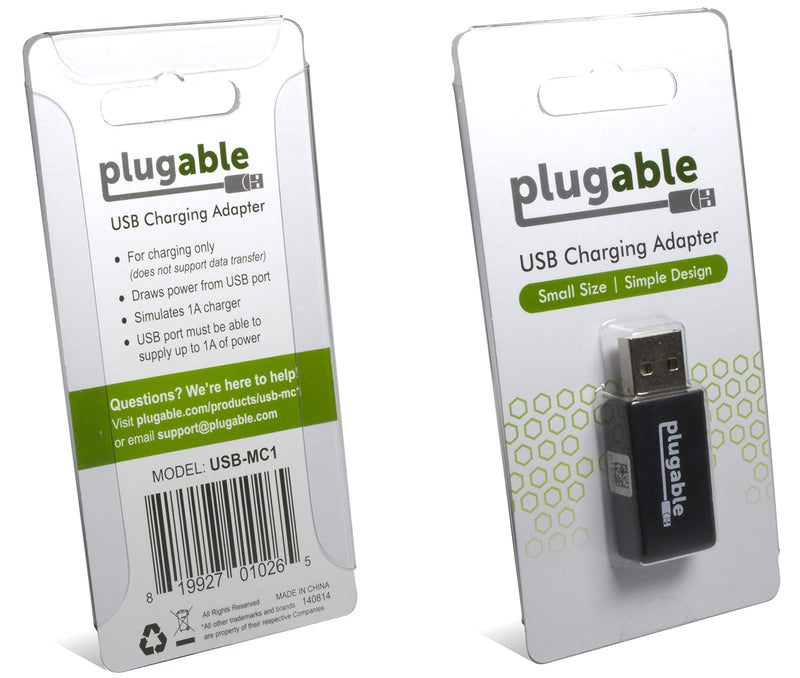 [Australia - AusPower] - Plugable USB Universal Fast 1A Charge-Only Adapter for Android, Apple iOS, and Windows Mobile Devices 