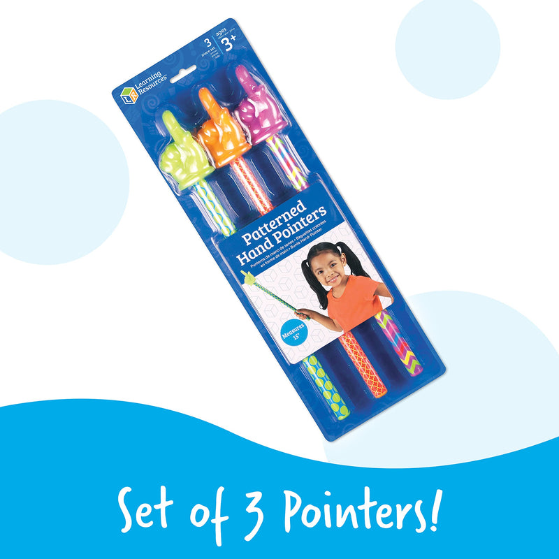 [Australia - AusPower] - Learning Resources Patterned Hand Pointers, Homeschool, Classroom Pointer for Kids, Reading Pointers, Set of 3, Ages 3+ 