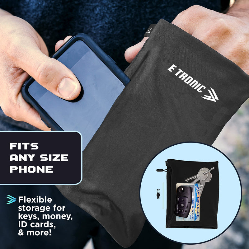 [Australia - AusPower] - E Tronic Edge Phone Holder for Running - Cell Phone Arm Bands with Reflective Logo - Phone Strap Armband Fits iPhone and Android - Use for Running, Walking, Hiking, and Biking - Gray, Medium 