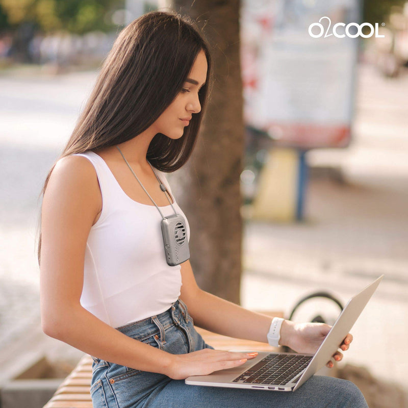 [Australia - AusPower] - O2COOL Rechargeable Necklace Fan - Portable Hanging Neck Fan with Adjustable Lanyard - 3 Speed Vertical Air Flow – Micro USB Charging Cable Included, 2 Pack (Raspberry) Raspberry 