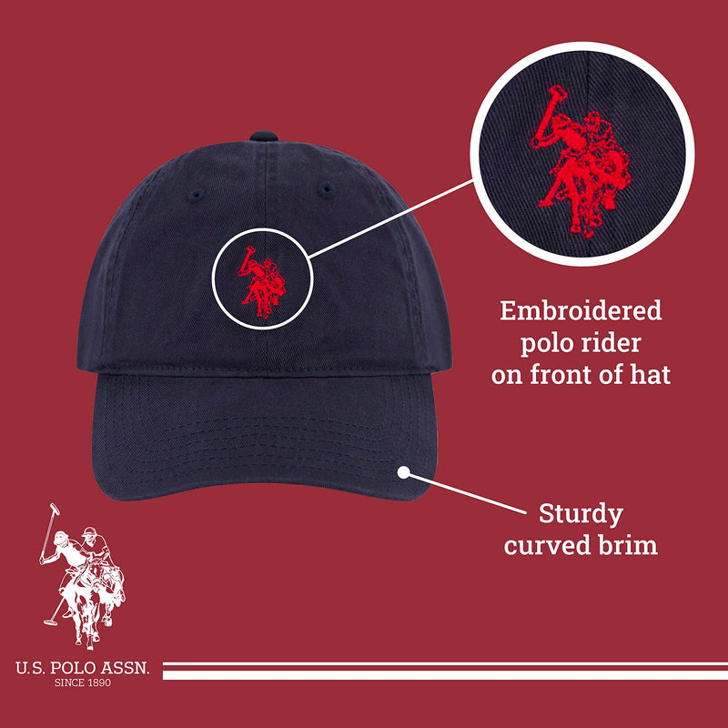 [Australia - AusPower] - U.S. Polo Assn. Mens Mens Washed Twill Cotton Adjustable Baseball Hat with Pony Logo and Curved Brim One Size Navy Blue 