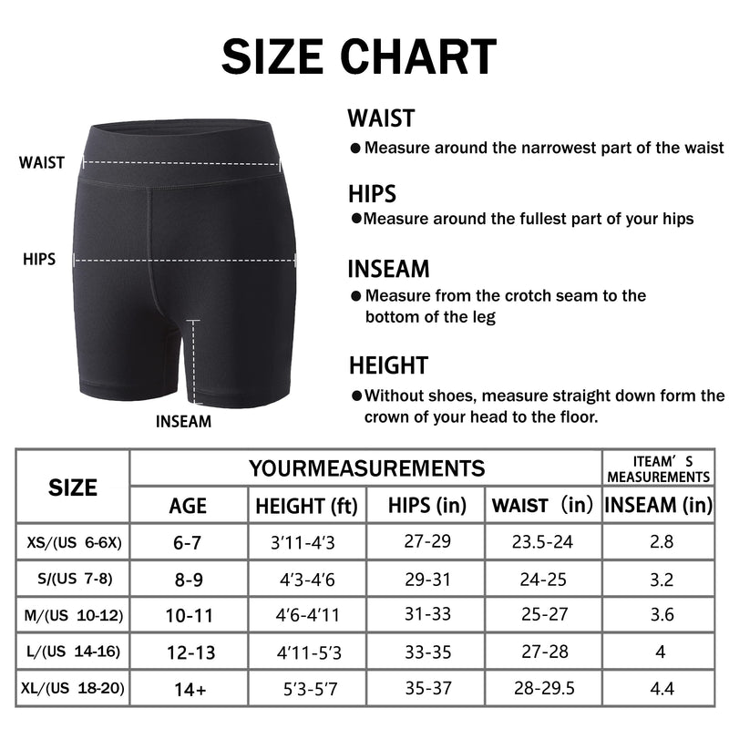 [Australia - AusPower] - MIVEI Girls' 4" Volleyball Dance Shorts - Youth Sports Yoga Gym Biker Running Kids Athletic Spandex Short with Back Pocket Black X-Small 