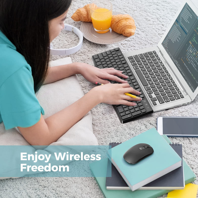 [Australia - AusPower] - Wireless Keyboard and Mouse Combo, Lovaky 2.4G Full-Sized Ergonomic Keyboard Mouse, 3 DPI Adjustable Cordless USB Keyboard and Mouse, Quite Click for Computer/Laptop/Windows/Mac 1 Pack Black 
