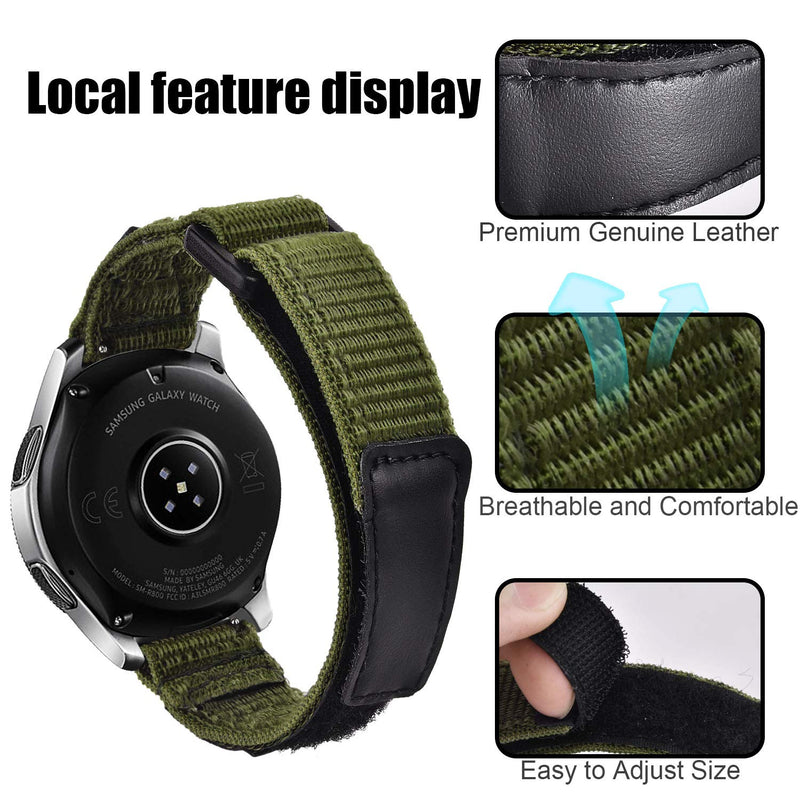[Australia - AusPower] - V-MORO Nylon Strap Compatible with Galaxy Watch 46mm(2019) Bands/Gear S3 Frontier Band Men 22mm Soft Breathable Woven Loop Replacement for Samsung Galaxy Watch 46mm(2019)/Gear S3 Smartwatch Black Army Green 
