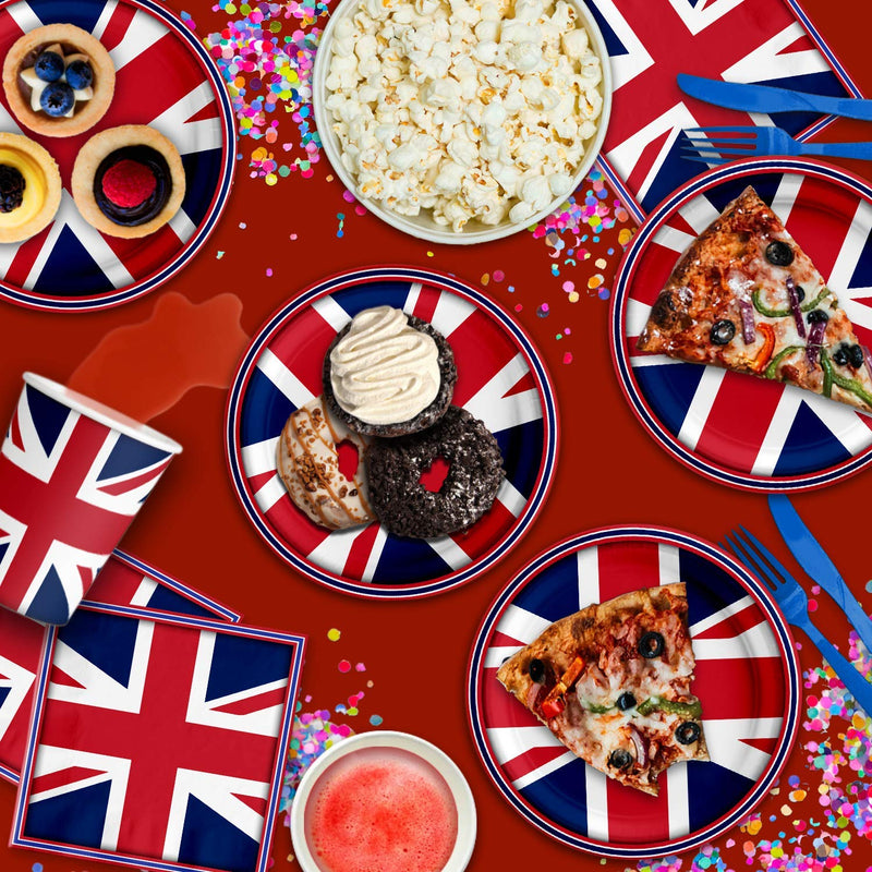 [Australia - AusPower] - Britain UK England British Flag Birthday Party Supplies Set Plates Napkins Cups Tableware Kit for 16 