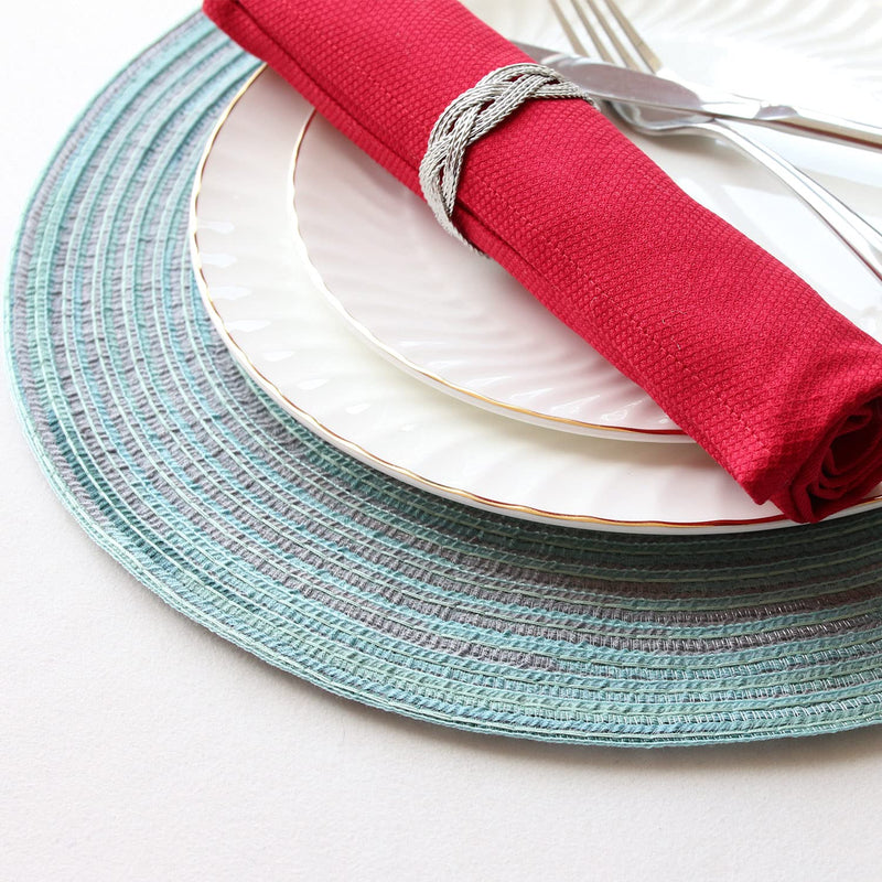 [Australia - AusPower] - Thymat 15” Round Woven Placemats for Kitchen Dinning Table, Set of 6, Teal 