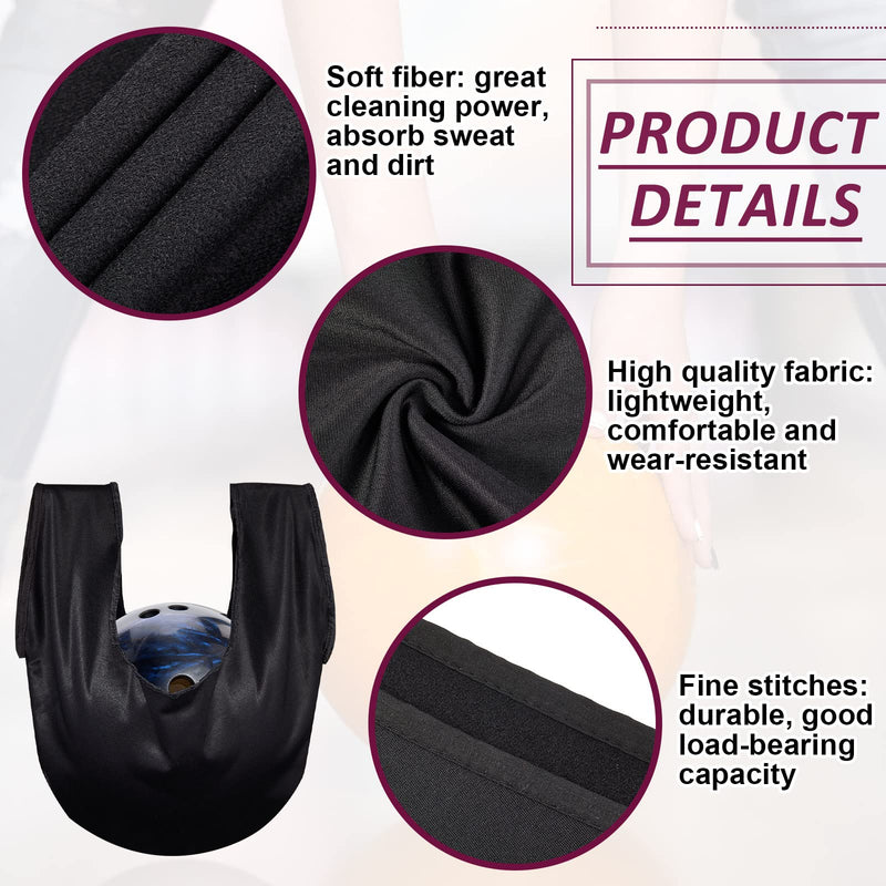 [Australia - AusPower] - 3 Pack Bowling Ball Seesaw Washable Bowling Ball Towel Black Bowling Ball See Saw Giant Bowling Ball Polisher Bowling Polisher Bag for Bowling Ball Cleaning 