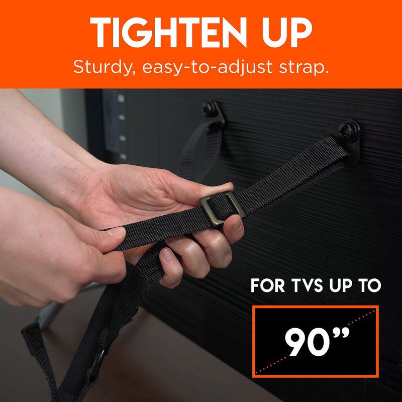 [Australia - AusPower] - ECHOGEAR TV Safety Straps for Flat Screens - Anchor TVs Up to 90" to Furniture Or The Wall - Pre-Assembled Anti-Tip Strap Includes All Hardware for Baby Proofing Your TV 