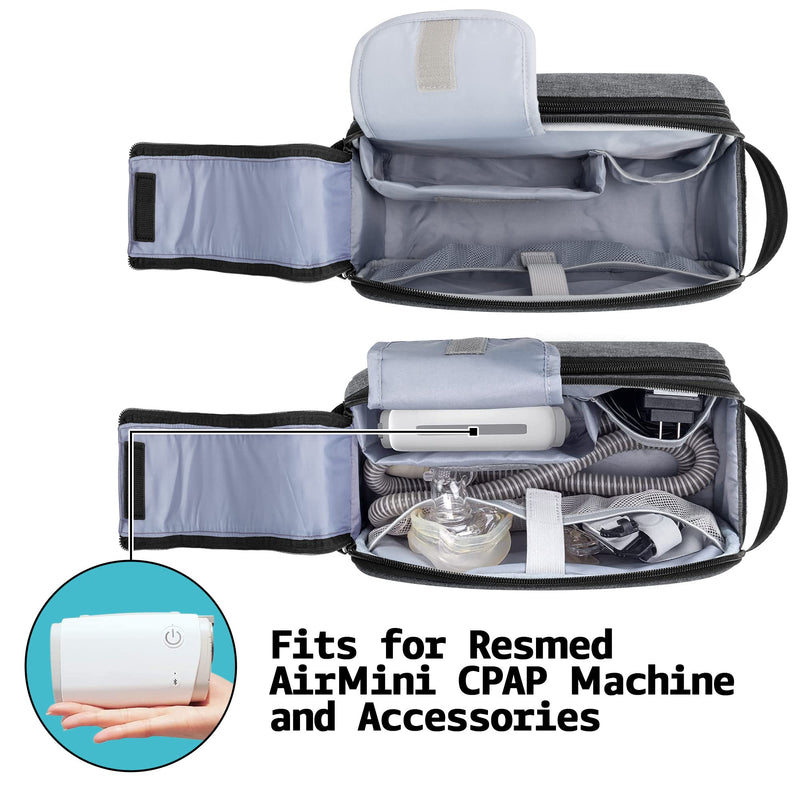 [Australia - AusPower] - CURMIO CPAP Travel Bag Compatible with ResMed AirMini Machine, Portable CPAP Supplies Carrying Case Storage Bag, Gray (Empty Bag Only, Patent Pending) 