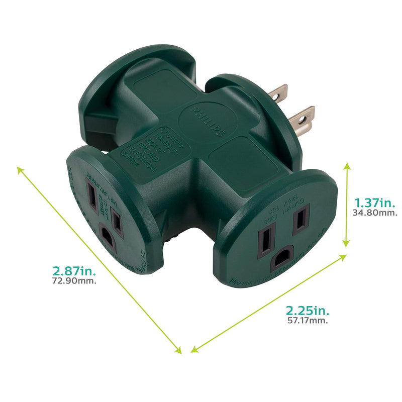 Philips Accessories T-Shaped 3-Outlet Extender, 3-Prong Power Extender ...
