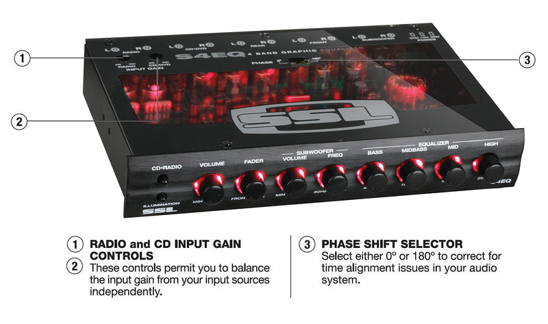 [Australia - AusPower] - Sound Storm Laboratories S4EQ 4 Band Pre Amp Car Equalizer with Gold Plated Front Rear and Subwoofer Outputs 