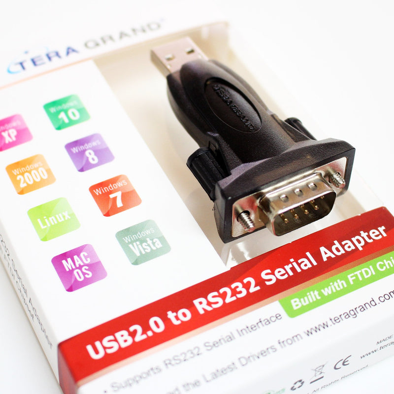 [Australia - AusPower] - Tera Grand - Premium USB 2.0 to RS232 Serial DB9 Adapter - Supports Windows 11,10, 8, 7, Vista, XP, 2000, 98, Linux and Mac - Built with FTDI Chipset 