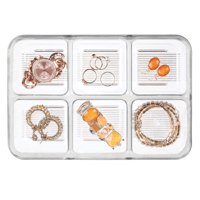 [Australia - AusPower] - iDesign Linus Plastic Divided Packet Organizer, Holder for Condiments, Sugar, Salt, Pepper, Sweeteners, Tea Bags, Spices, 6.5" x 9.5" x 2.25" - Clear 3 Section 