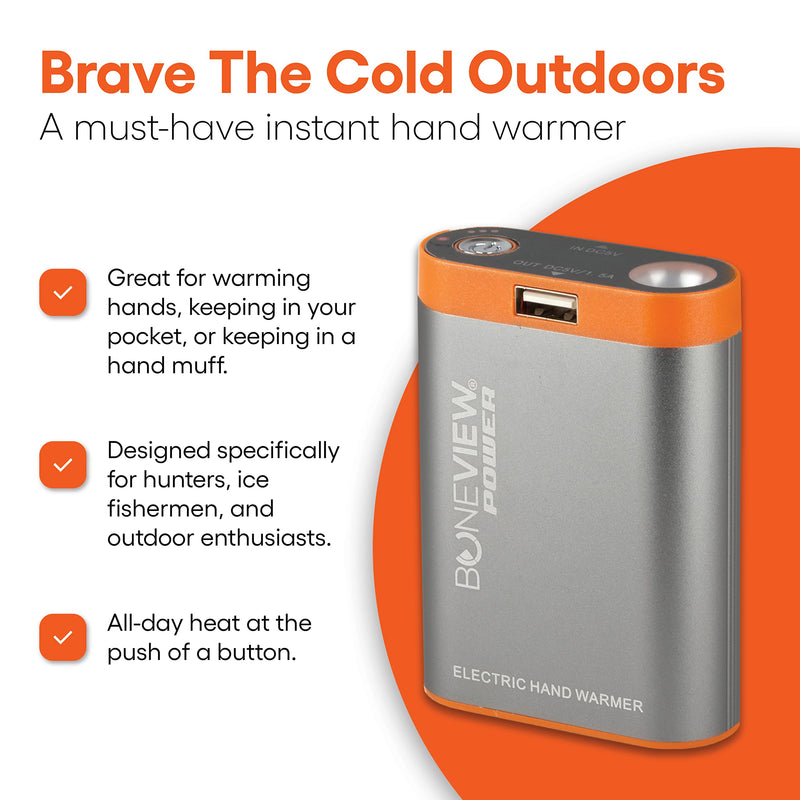 [Australia - AusPower] - BoneView Electric Hand Warmer Emergency Power Bank with Flashlight - Portable Rechargeable 9900-mAh Battery Pack, Fast Heating Over 8 Hr, Hunting, Fishing, Survival, Camping Gadgets for Men & Women 