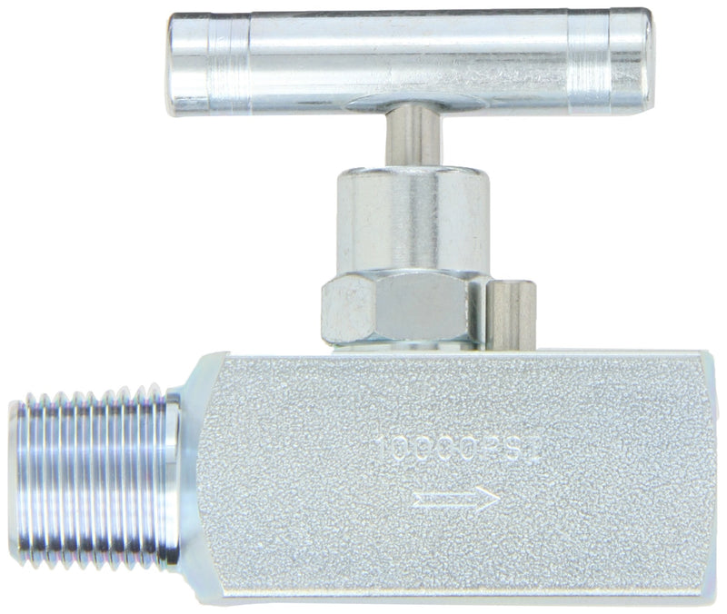 [Australia - AusPower] - PIC Gauge NV-CS-1/2-HS-180-MXF Carbon Steel Straight Needle Valve with Hydraulic Service Seat, 1/2" Male NPT x 1/2" Female NPT Connection Size, 10000 psi Pressure 0.5 Inch M x F 