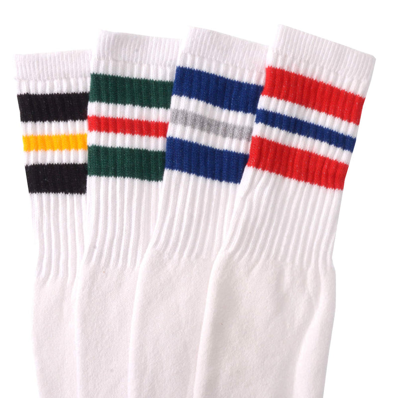 [Australia - AusPower] - Mens Classic Three Stripe Sports Tube Socks Size 13-15 (4-Pairs) 