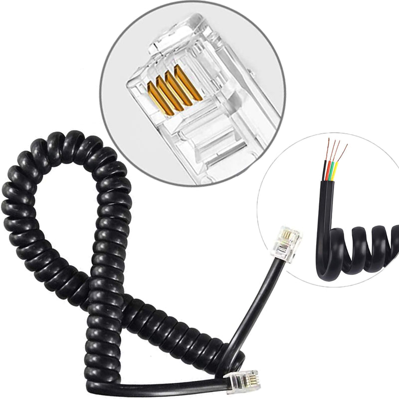 [Australia - AusPower] - KEWAYO Phone Cords Tangle Free, 1 Pack 12 Ft Uncoiled Modular Coiled Telephone Phone Handset Curly Cable Cord and 1 Pack 360° Telephone Cord Detangler Extended Rotating 