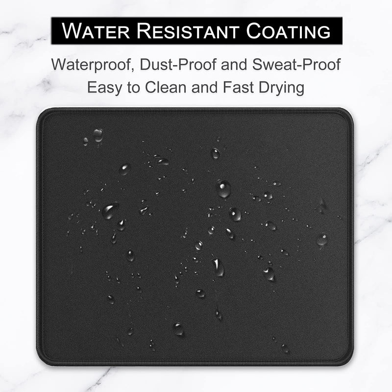[Australia - AusPower] - Hsurbtra Mouse Pad, Premium-Textured Square Mousepad 10.2 x 8.3 Inch, Stitched Edge Anti-Slip Waterproof Rubber Mouse Mat, Pretty Cute Mouse Pad for Office Gaming Laptop Women Kids Jet Black 