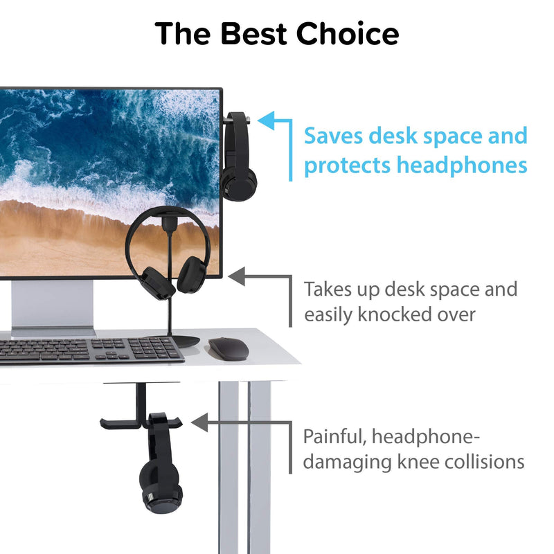 [Australia - AusPower] - TotalMount Monitor Stand for Headphones and Headsets (Premium-Grade Holder Saves Desk Space and Protects Headphones) 