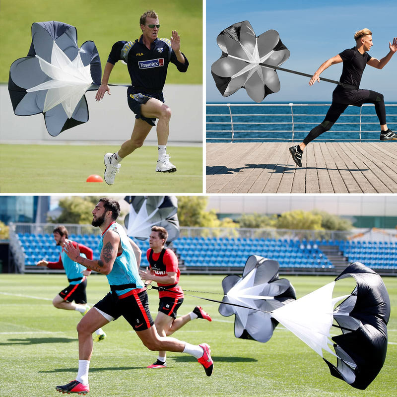 [Australia - AusPower] - KUYOU Running Speed Training 56 inch Speed Training Resistance Parachute Umbrella Running Chute & Fitness Explosive Power Training (Black) 