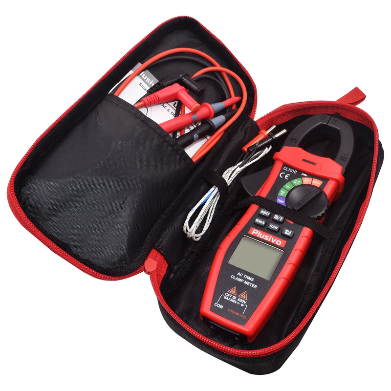 [Australia - AusPower] - Plusivo Digital T-RMS 6000 Counts, Multimeter, Non Contact Voltage Tester, Auto-ranging, Measures Current Voltage Temperature Capacitance Resistance Diodes Continuity Duty-Cycle (AC Clamp Meter) AC Clamp Meter 