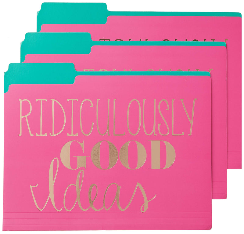 [Australia - AusPower] - Roobee Gold Brilliant Thoughts, Ridiculously Good Ideas, File & Forget Decorative File Folders (Set of 9) 