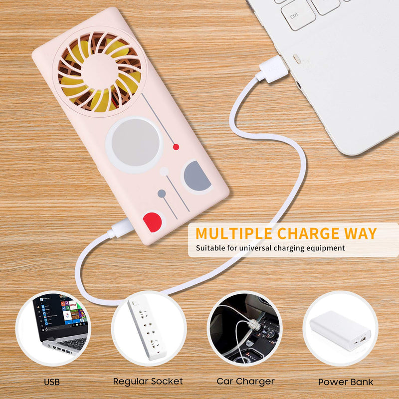 [Australia - AusPower] - Handheld Fan Rechargeable with Fragrance Dish, Mini Fan Portable 3 Speeds with Make-up Mirror Fill-in Light, USB Fan for Women Outdoor,Traveling - Pink 