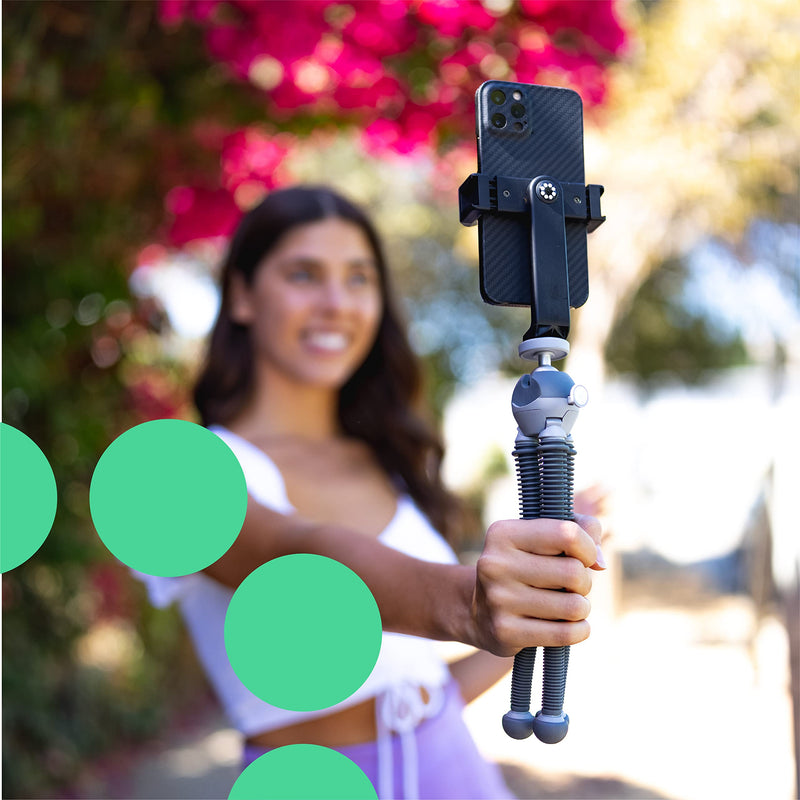 [Australia - AusPower] - JOBY PodZilla Medium Kit, Tripod for Smartphones and Compact Mirrorless Cameras, Flexible Tripod with Ball Head and GripTight 360 Phone Mount Included, Devices up to 1 Kg, Grey Medium Kit Gray 