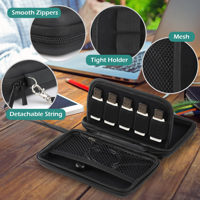 [Australia - AusPower] - GeeRic USB Flash Drive Case, Soft Material Thumb Drive Holder case, Universal Electronic Accessories Organizer, Portable USB Drive Holder Organizer with 10 Slots Black 