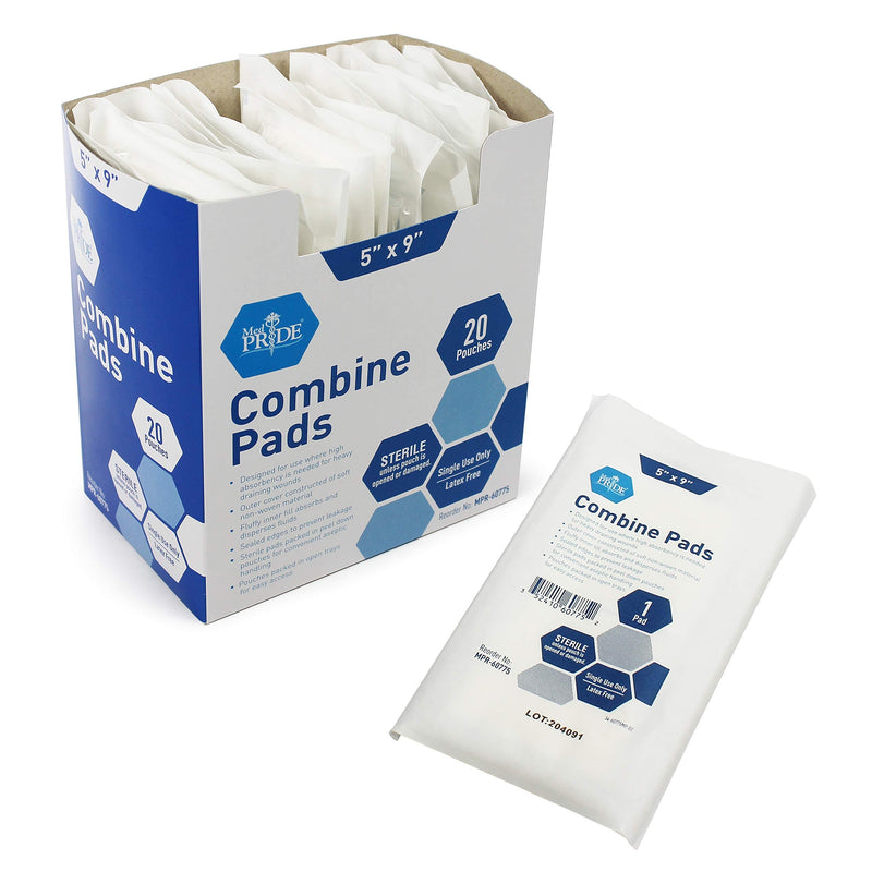 [Australia - AusPower] - Medpride Sterile Abdominal- ABD Combine Pads| 40-Pack, 5 x 9 Inches| Extra Absorbent & Thick, Individually Wrapped Wound Dressing, First Aid Pads| Surgical-Grade, Nonstick- for Heavy Leakage, Post Op 