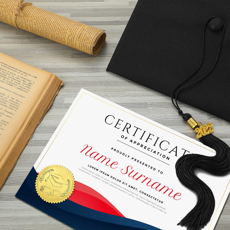 [Australia - AusPower] - 300 Pcs Large Gold Embossed Foil Graduation Cap Diploma Certificate Self Adhesive Seals Stickers for Invitations, Certification, Graduation, Notary Seals, Corporate Seals, Personalized Monogram Emboss 