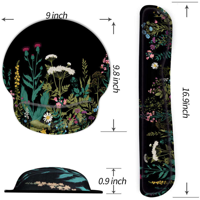 [Australia - AusPower] - Ergonomic Mouse Pad Wrist Support and Keyboard Wrist Rest, Mousepad with Wrist Rest, Memory Foam Keyboard Pad, Easy Typing, Pain Relief, Perfect for Gaming, Computer, Laptop,Office, Garden Flowers 