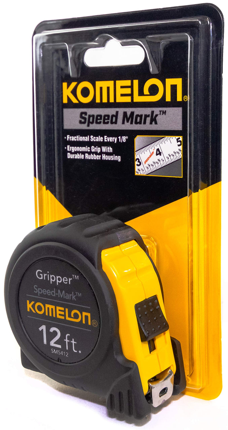 [Australia - AusPower] - Komelon SM5412 Speed Mark Gripper Acrylic Coated Steel Blade Measuring Tape 5/8-Inch x 12-Feet, White 