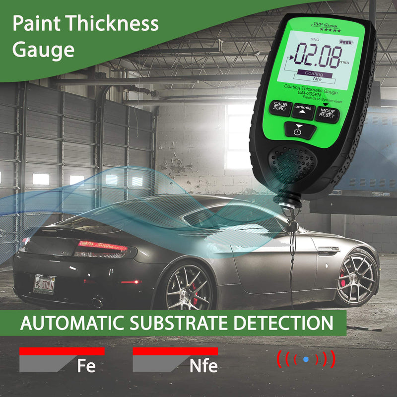 [Australia - AusPower] - Coating Thickness Gauge CM-205FN | Best Digital Meter for Automotive Paint Thickness Measurement | Resolution 0.01mils | F/NF Automatic Detection 