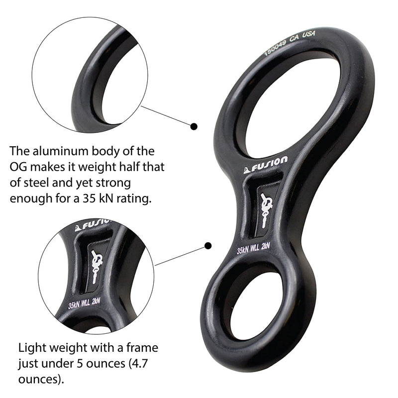 [Australia - AusPower] - Fusion Climb Aluminum Figure 8 Descender Rigging Plate Black Heavy Duty, Large 