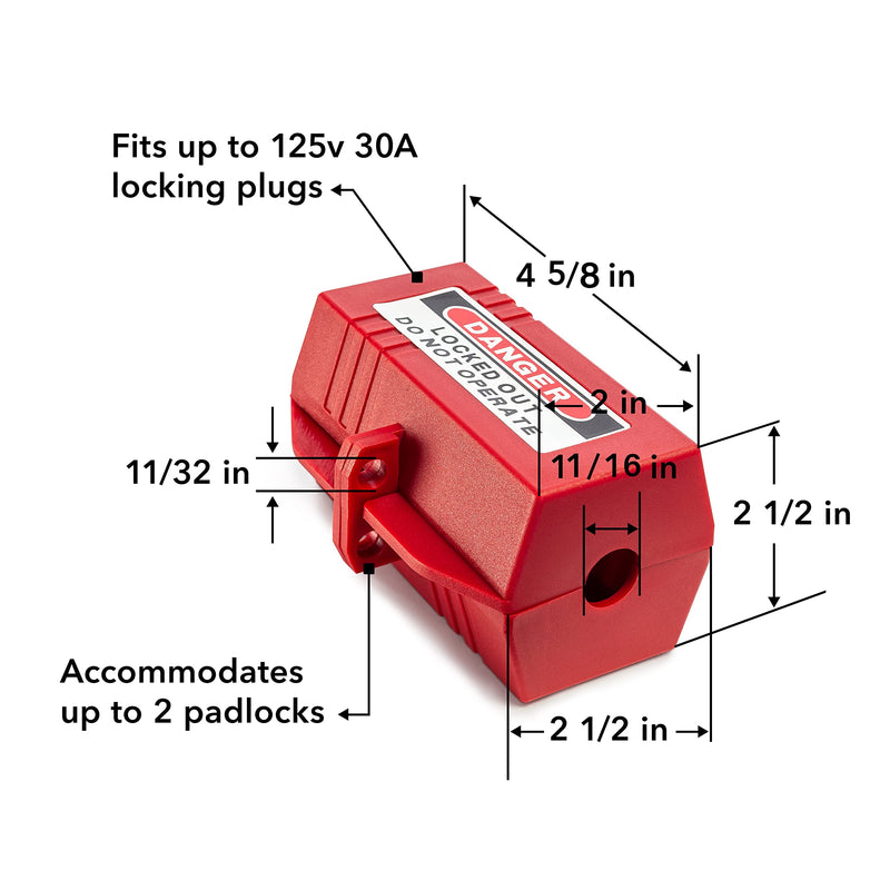 TRADESAFE Plug Lock for Lockout Tagout, 110-125 Volt Power Cord Lockout ...