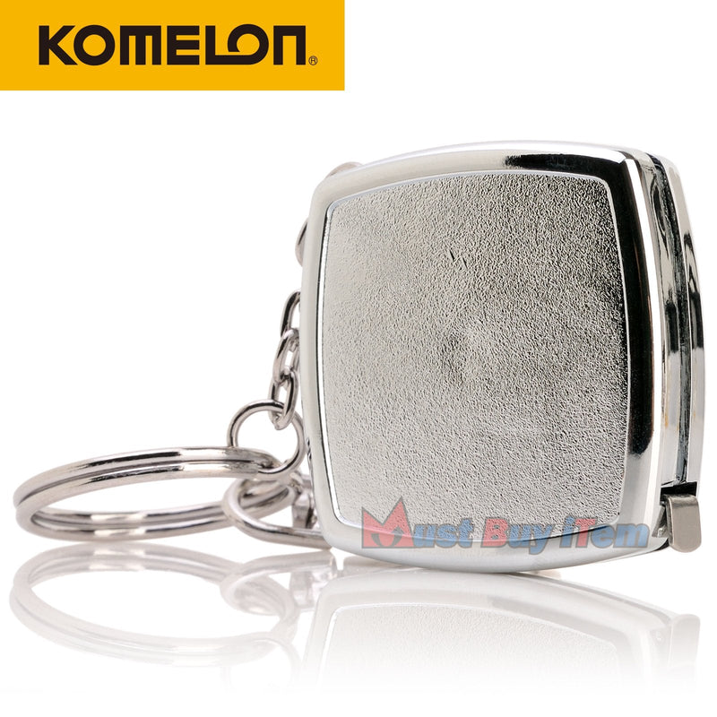 [Australia - AusPower] - Vintage Repertory Komelon KMC-14C Keymaster Metric Tape Measure 2-Meter/Diameter Keychain Pocket Mini Key Chain Ring Chrome Coated Measuring Tool with English Manual Included 