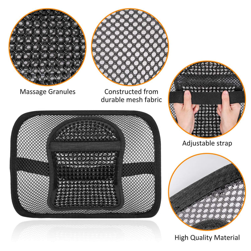 [Australia - AusPower] - Samyoung Mesh Back Lumbar Support, Back Support Seat Cushion with Breathable Mesh for Office Chairs Car 12” x 16” Black 
