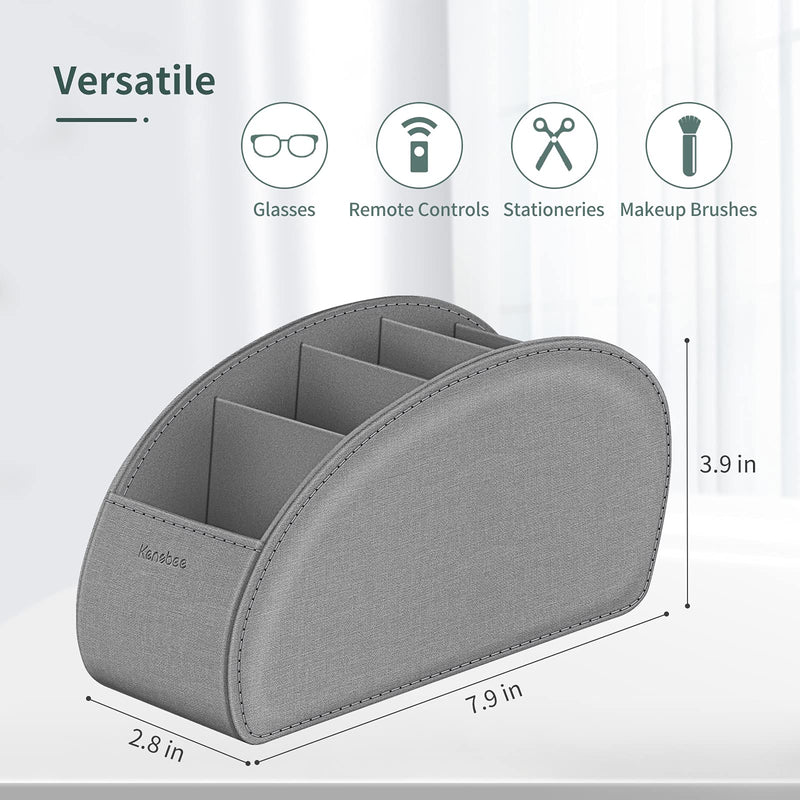 [Australia - AusPower] - Remote Control Holder with 5 Compartments, KENOBEE Anti-slip Desktop Caddy Storage Organizer for Remote Controllers, Office Supplies, Makeup Brush, Media Accessories, Denim Gray Z-Denim Gray 