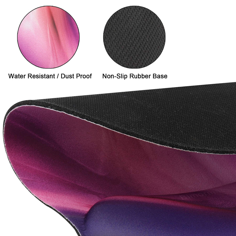 [Australia - AusPower] - Bimormat Keyboard Wrist Rest Pad Ergonomic Mouse Pad Set, Non Slip Rubber Base Wrist Support with Memory Foam Gel Mouse Pad for Easy Typing & Pain Relief (Purple PowderB3 Purple PowderB3 