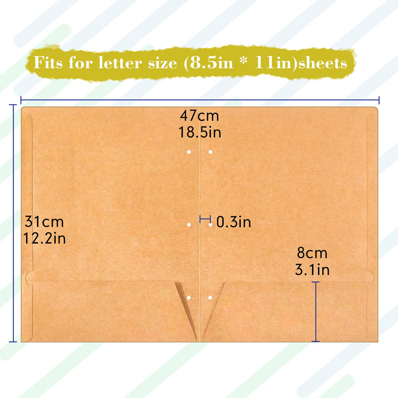 [Australia - AusPower] - 8 Pieces Cute 2 Pocket Folders Stay Put Folders Cartoons Pattern Kraft Paper File Folders Letter Size Brown Folders for Kids 100th Day of School Office Supplies (Blank Style) Blank Styles 