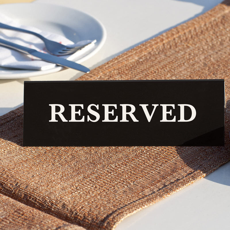 [Australia - AusPower] - 6 Pieces Plastic Reserved Table Sign Table Tent Wedding Sign Guest Reservation Table Seat Sign for Restaurant Wedding Chairs, Black (5.9 x 2 Inches) (White Words Black Background, 5.9 x 2 Inches) White Words Black Background 