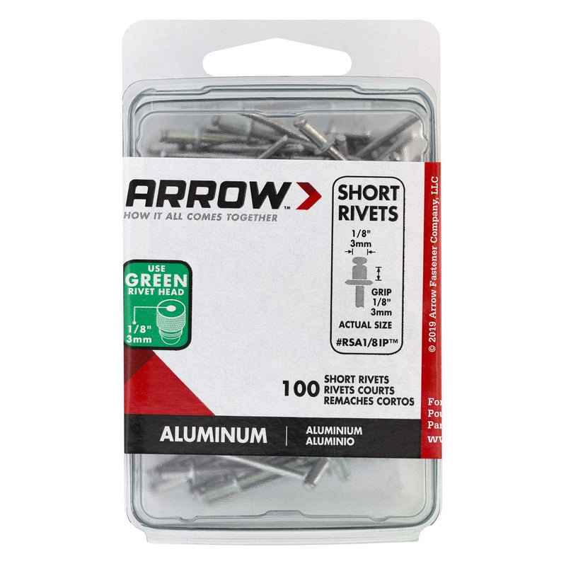 [Australia - AusPower] - Arrow RSA1/8IP Short Aluminum 1/8-Inch Rivets, 100-Pack 