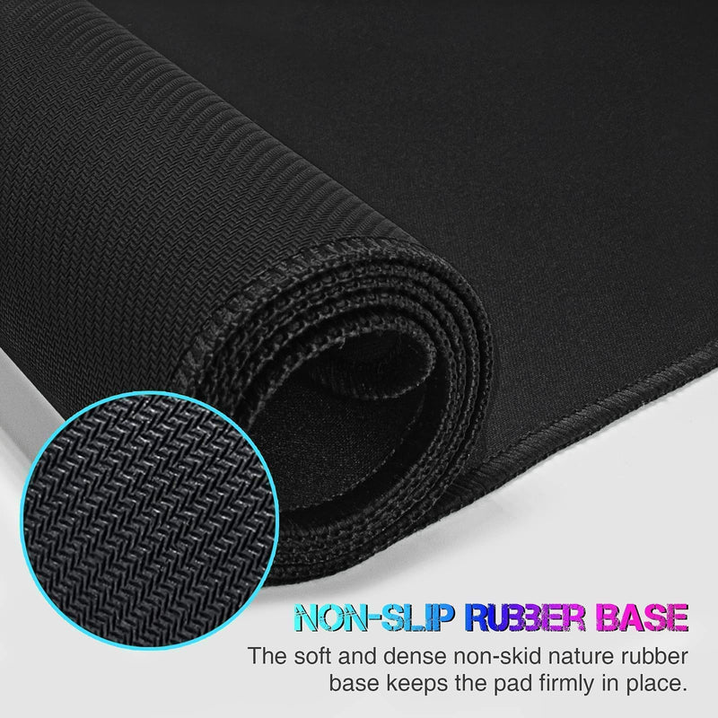 [Australia - AusPower] - ETZ Large Gaming Mouse Pad 31.5 x 11.8 × 0.12 in,with Stitched Edges,Extended Mousepad,Durable Non-Slip Natural Rubber Base,Washable Keyboard Pad,Desk Pad for Gamer,Office & Home,Black Black 