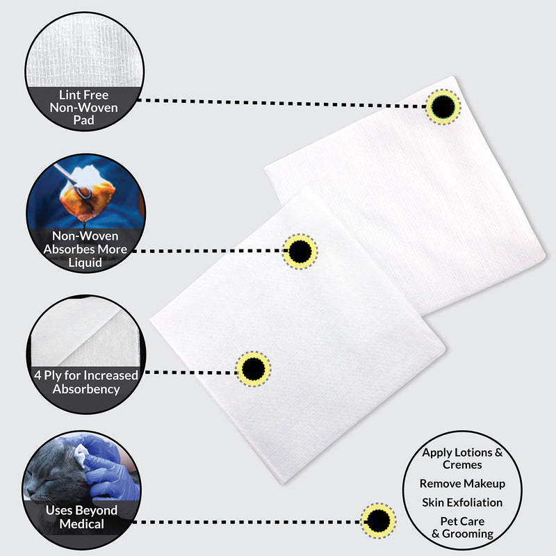 [Australia - AusPower] - Ever Ready First Aid Non-Woven Sponges, Wound Care, Skin Care, 4" x 4", 4 Ply - 400 Count 4" x 4" (2 Packs of 200) 