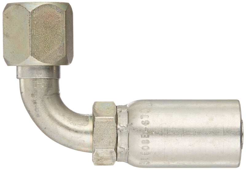 [Australia - AusPower] - EATON Weatherhead Coll-O-Crimp 33608E-670 90 Degree Female Swivel Tube Elbow Fitting, SAE 37 Degree, AISI/SAE 12L14 Carbon Steel, 1/2" Hose ID, 5/8" Tube Size 