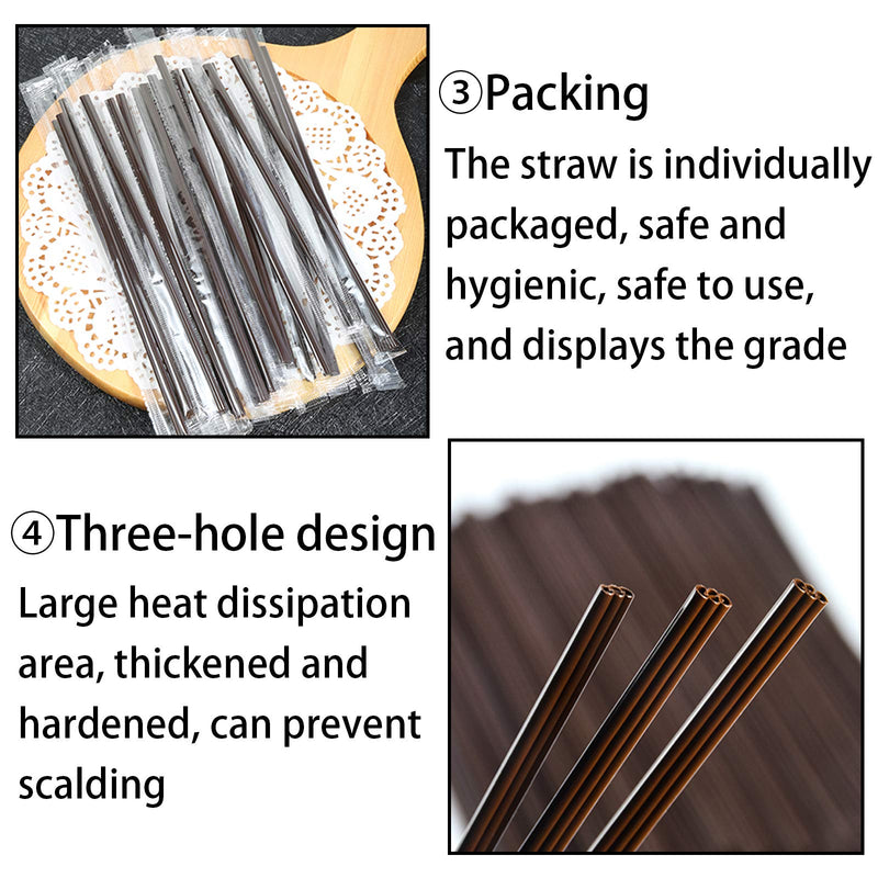 [Australia - AusPower] - Coffee Stirrers Sticks 400 Individually Wrapped 6.7in，Disposable coffee straw stirring rod，Coffee Straw，Disposable Plastic Drink Stirrer Sticks Health and Safety Three-hole coffee straw Brown disposable three-hole straw 400P 
