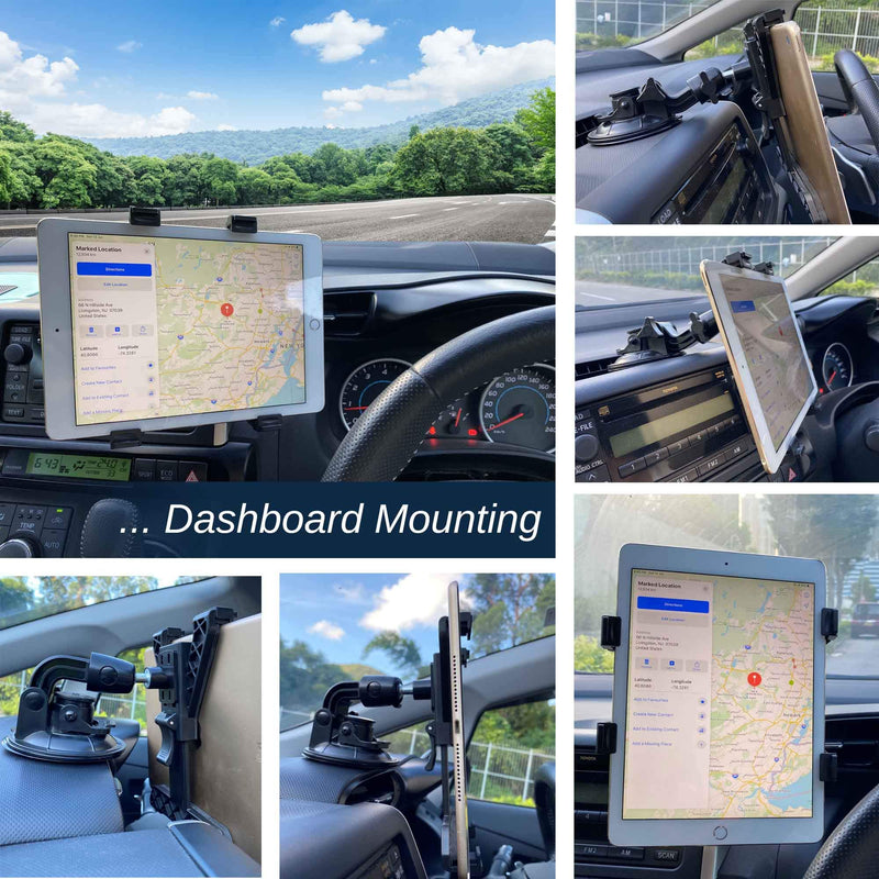 [Australia - AusPower] - Randconcept 3-in-1 Tablet Holder Car Air Vent Mount - [ Strong Suction Cup Version ] Universal Dashboard Windshield Cradle for iPad, iPad Mini, Samsung Galaxy | Fits All 6"- 10.5" Tablets 
