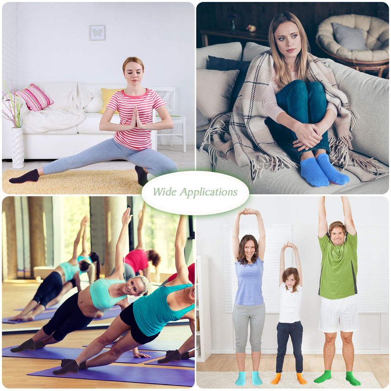 [Australia - AusPower] - 12 Pairs Non Slip Yoga Socks with Grips Women Anti-Skid Socks Sticky Grippers Socks for Pilates Ballet Barre Yoga Bright Color 